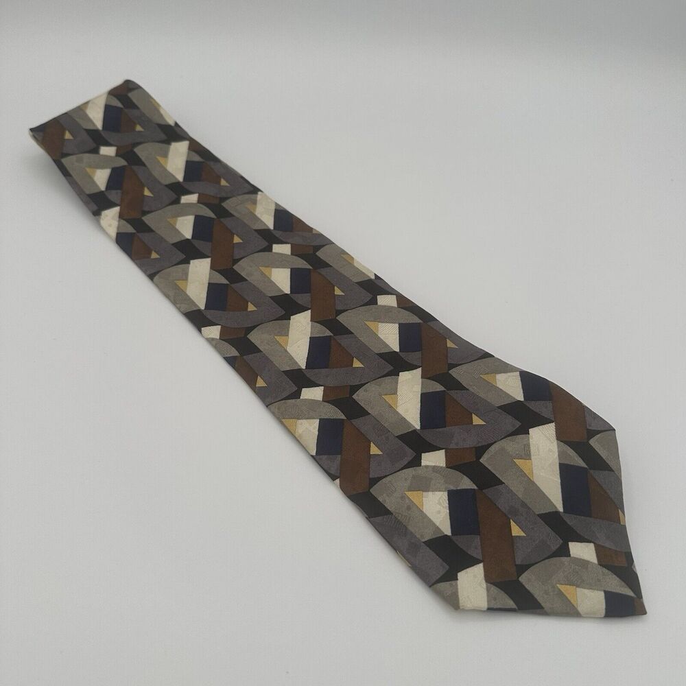 Vintage Facets Mens Tie Multicolor Abstract 100% Imported Silk Made in USA